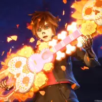 Sora utilise la Keyblade pour glisser sur les bâtiments de Quadratum