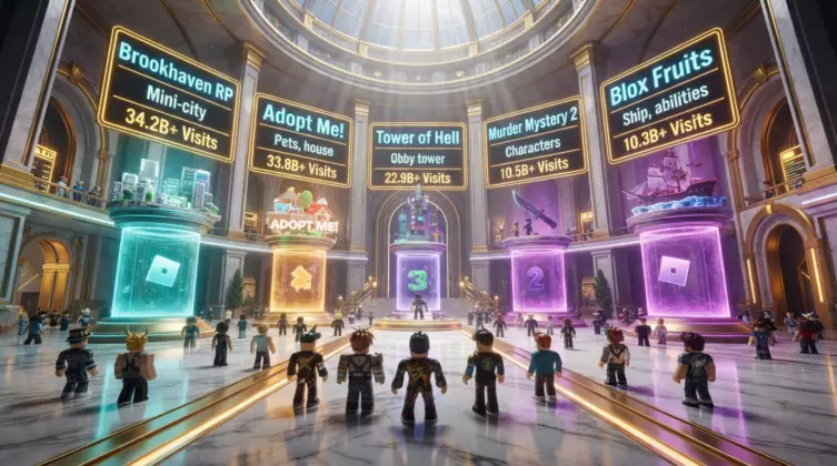 Classement du top 5 historique des jeux Roblox les plus visités