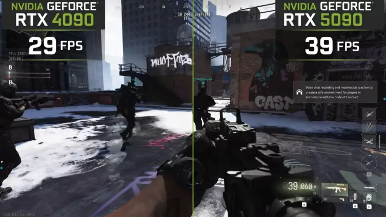 Vue de combat de Call of Duty Modern Warfare 4 utilisée pour illustrer les configurations GPU PC de la bêta