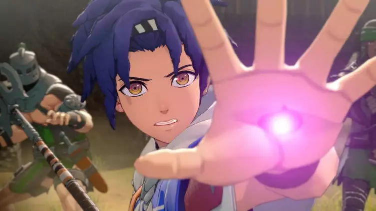 Cai tend une main lumineuse en utilisant une capacité dans Fire Emblem Fortune's Weave
