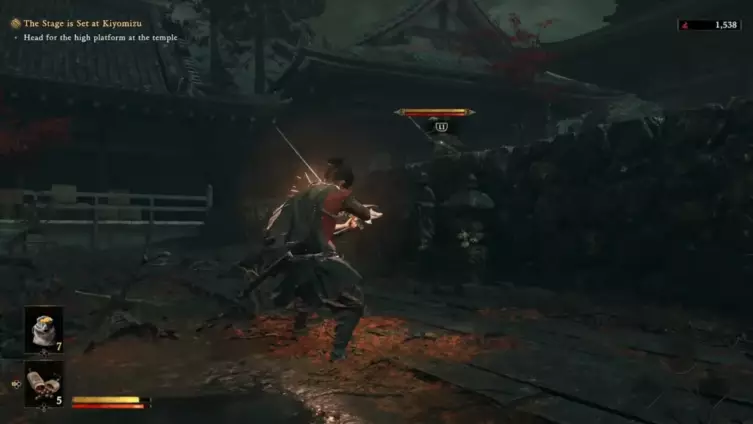 Musashi dévie des projectiles avec son sabre