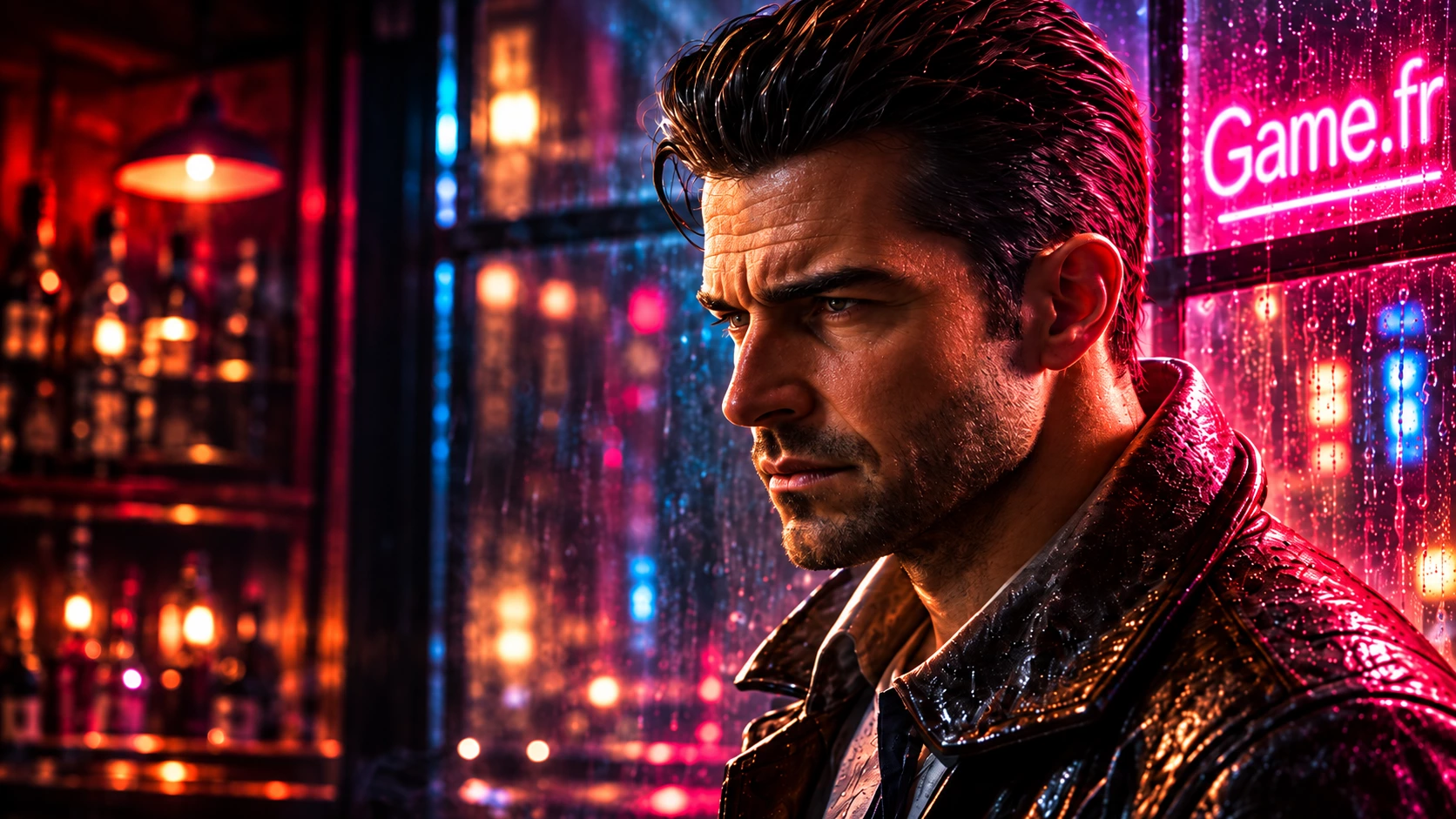 Portrait sombre évoquant Max Payne