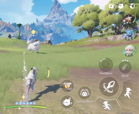 Aniimo en combat sur mobile Combat Aniimo sur mobile avec interface de jeu