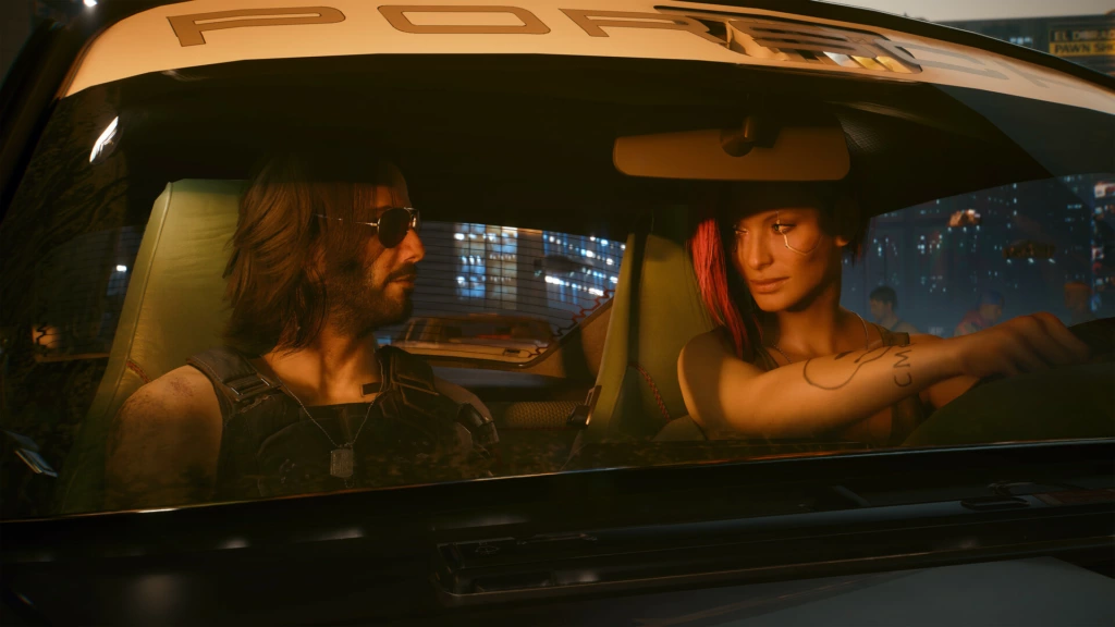 Capture officielle de Cyberpunk 2077 montrant Night City