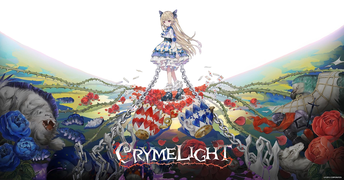 Illustration officielle de CRYMELIGHT, le jeu d’action roguelike de FuRyu inspiré par le Pays des merveilles.