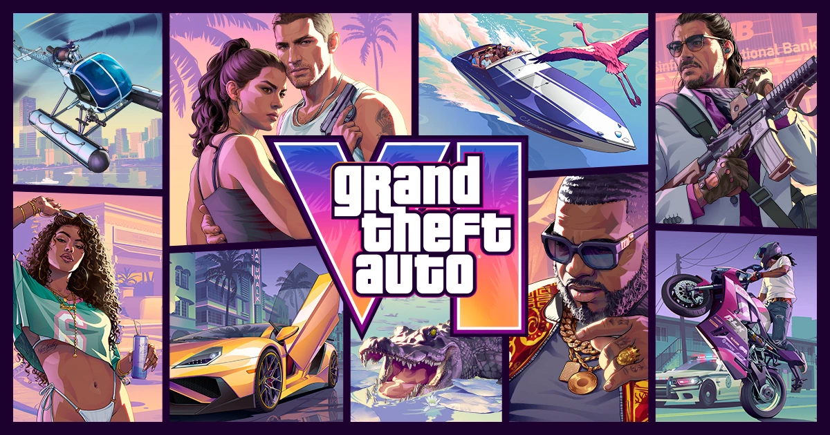 Illustration promotionnelle officielle de Grand Theft Auto VI publiée sur le site de Rockstar Games.