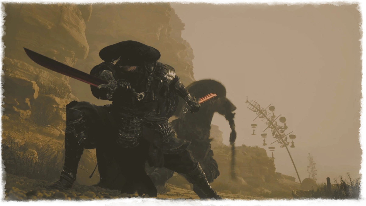 Capture officielle de Phantom Blade Zero montrant une scène de combat dans un décor désertique.