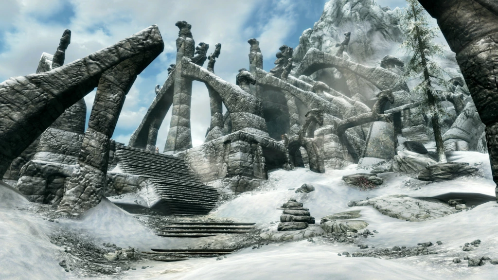 Capture officielle de The Elder Scrolls V Skyrim montrant un paysage de Bordeciel