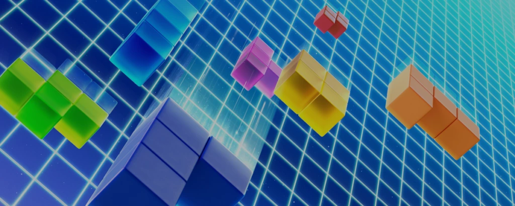 Visuel officiel Tetris avec des Tetriminos colorés